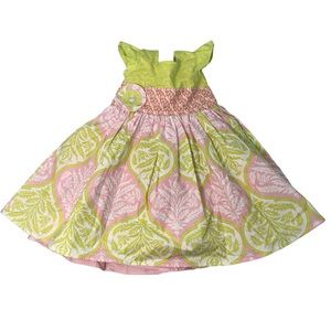 Hopscotch Design Dress Charlotte Spring Fling Pink & Lime Sz Small (12-24 Mnths)